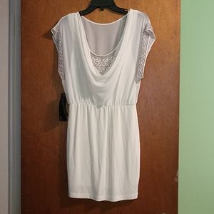 Bebe cream colored cowlick dress